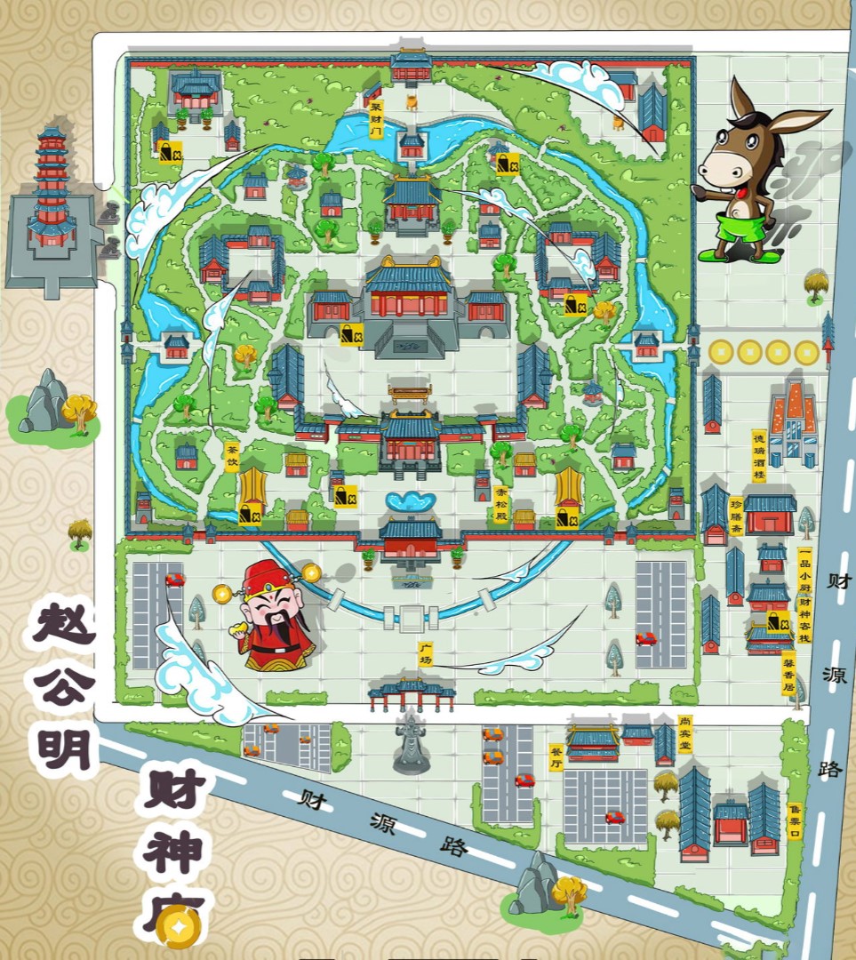武平寺庙类手绘地图